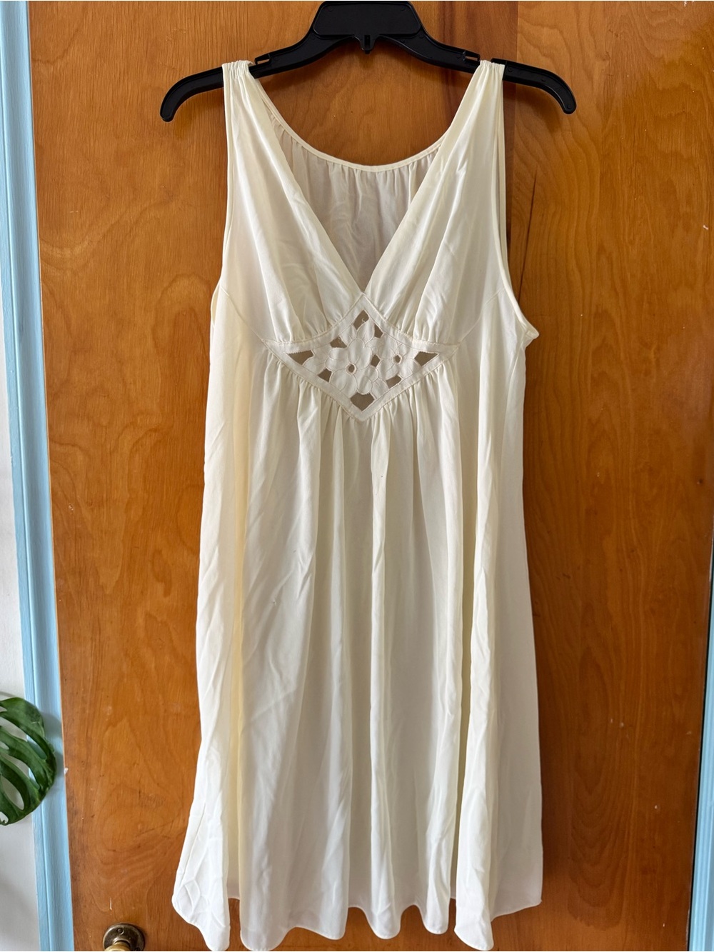 Vintage Babydoll Yellow Lace-Detail Slip Nightgown